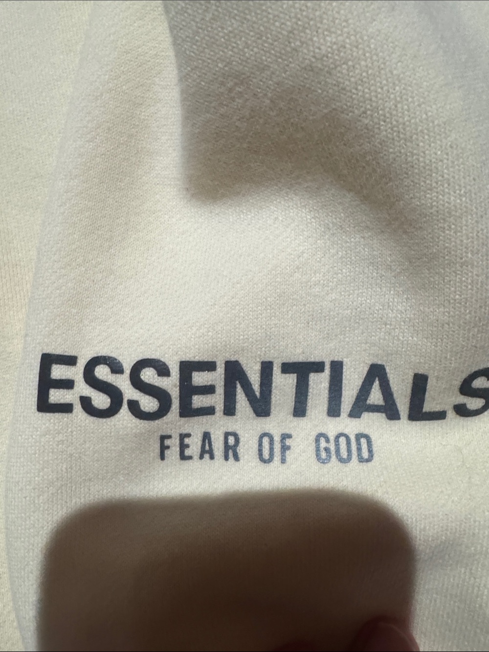 Essentials Cream Hoodie with Black Logo - Picture 4 of 12